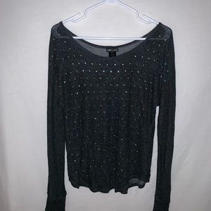 thin grey sweater multicolor rhinestone size M